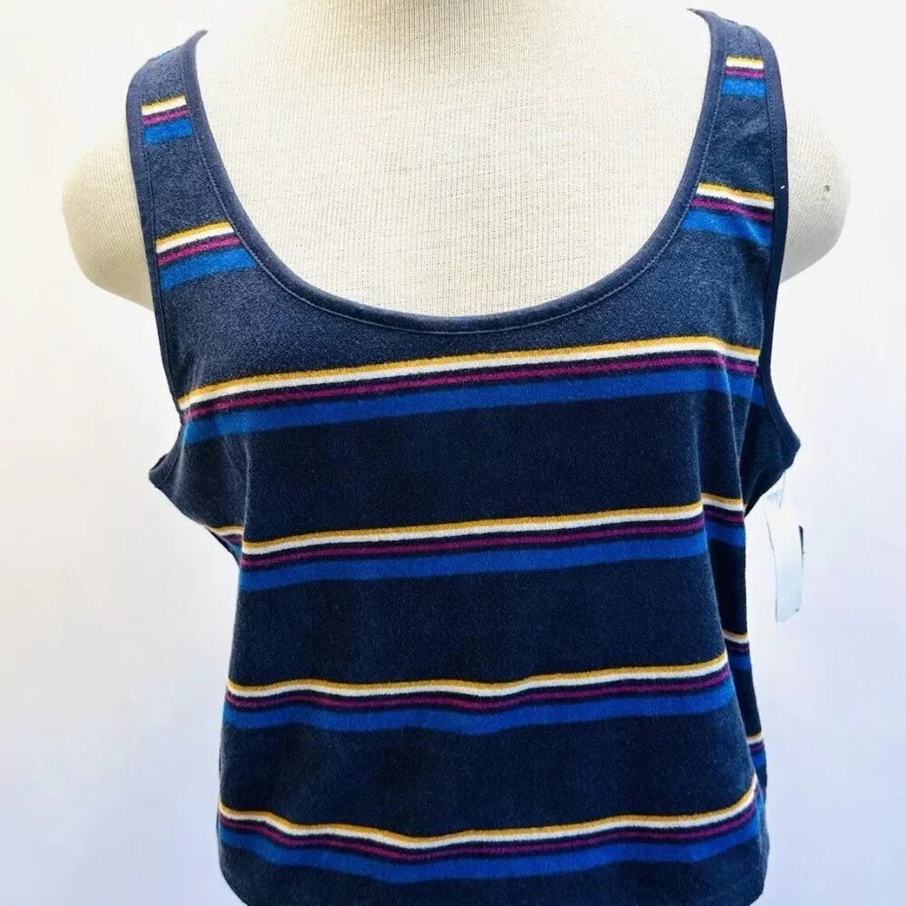 NWT SO GOODS FOR LIFE Juniors Sleeveless Pullover Striped Blue Tank Top Size XL